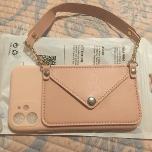 IPhone 11 PINK case w cardholder/WristChain
